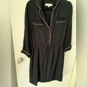 Loft black dress with white piping